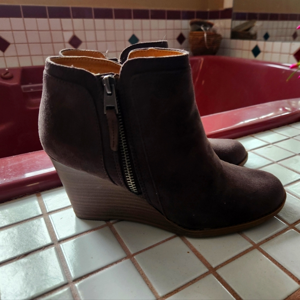 Women's Brown Wedge Ankle Boots